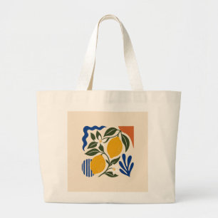 Grand Tote Bag Abstract Lemon Fruit Botanical Pattern Elegant Tot