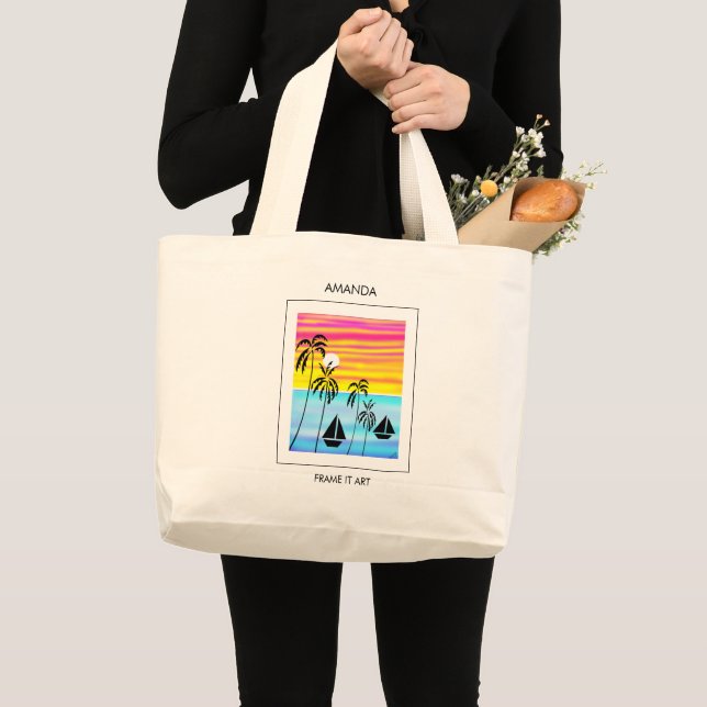 Grand Tote Bag Abstrait, Art Africain, Sunset Magique (Devant (produit))