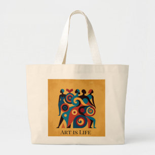 Grand Tote Bag Abstrait Femmes Africaines Art Géométrique Rétro O