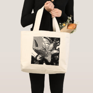 Grand Tote Bag abstrait noir et blanc moderne