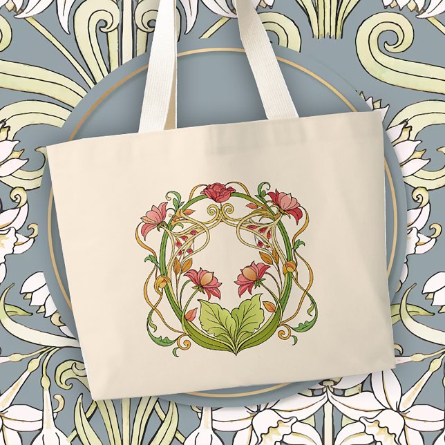 Grand Tote Bag Accenteur de maison Art Nouveau romantique (Créateur téléchargé)