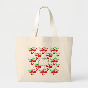 Grand Tote Bag Accessoires de motif de cerisier rouge personnalis