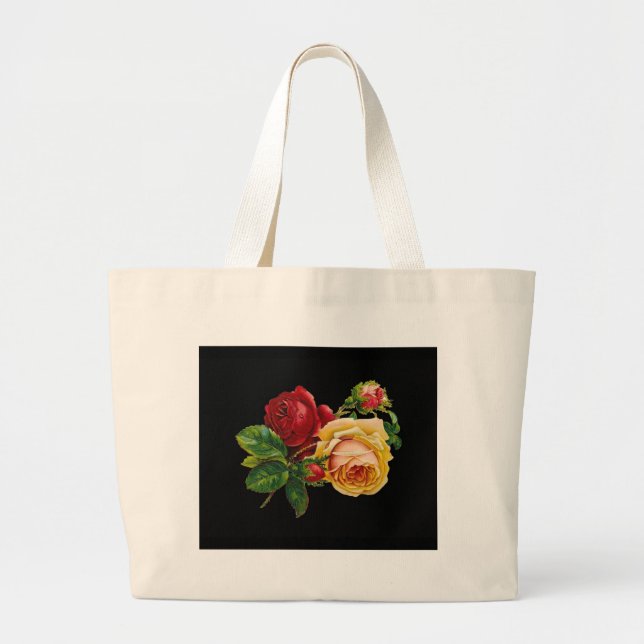 Grand Tote Bag Accessoires d'impression rose - noir, rouge, art v (Devant)