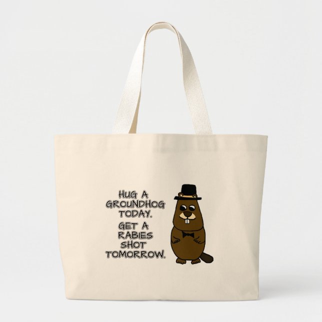 Grand Tote Bag Accrochez un marmotte aujourd'hui. Faites tirer su (Devant)