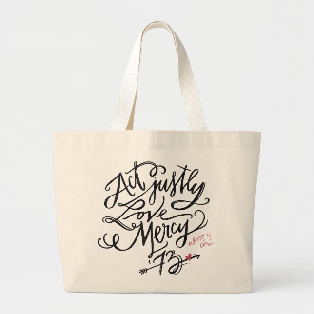 Grand Tote Bag Acte juste. Pitié d'amour. /Abort73.com (Devant)