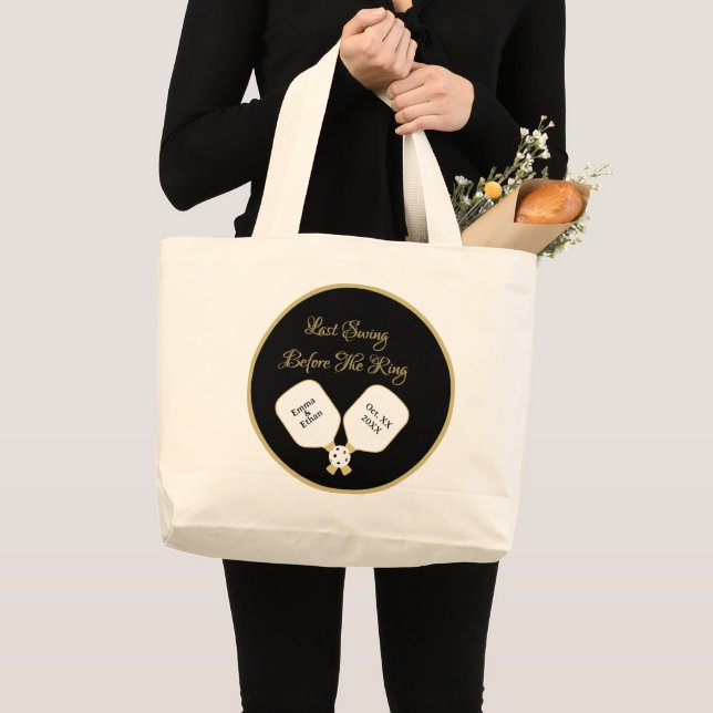 Grand Tote Bag Activité mariage Week-end Pickleball Gold & White (Devant (produit))