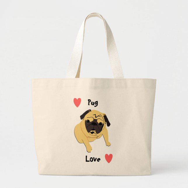 Grand Tote Bag adorable chien Carlin (Devant)