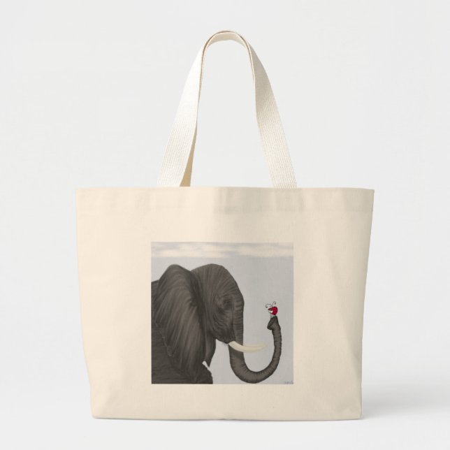 Grand Tote Bag Adorable éléphant et mignonne coccinelle (Devant)