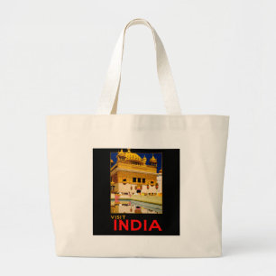 Grand Tote Bag Affiche de voyage Inde art indien vintage