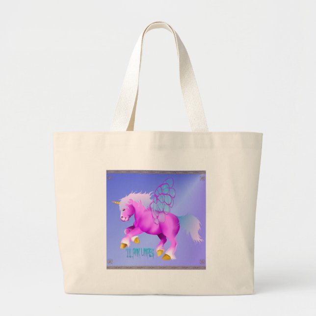 Grand Tote Bag 'Affiche rose de Lil Unipeg (Devant)