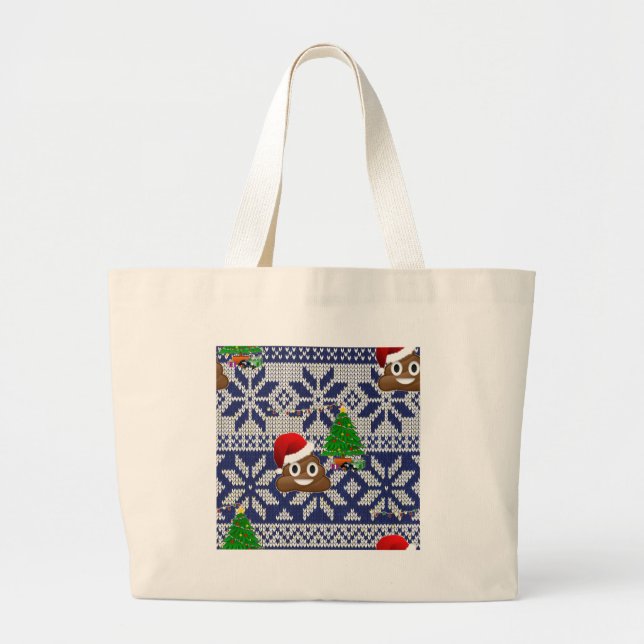 Grand Tote Bag affreux pull-over de Noël émoji (Devant)
