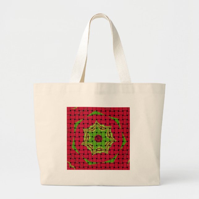 Grand Tote Bag African Lovely Design rouge tissé (Devant)