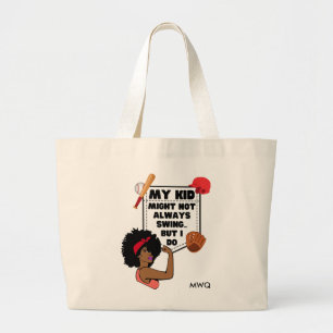 Grand Tote Bag Afro Baseball Maman MON ENFANT PEUT NE PAS TOUJOUR