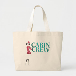 Grand Tote Bag Agent de bord avec typographie de l'équipage Cabin