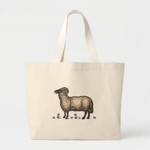 Grand Tote Bag Agneau de mouton Vintage animal de ferme