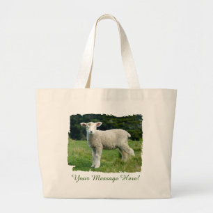Grand Tote Bag Agneau mignon avec visage boueux dans un pré perso
