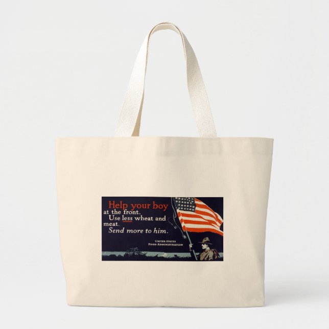 Grand Tote Bag Aidez votre garçon (Devant)