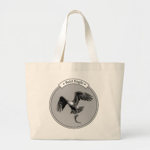 Grand Tote Bag Aigle Bald avec un poisson