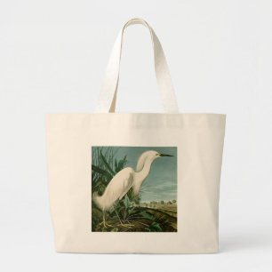 Grand Tote Bag Aigrette neigeuse d'Audubon oiseau héron blanc orn