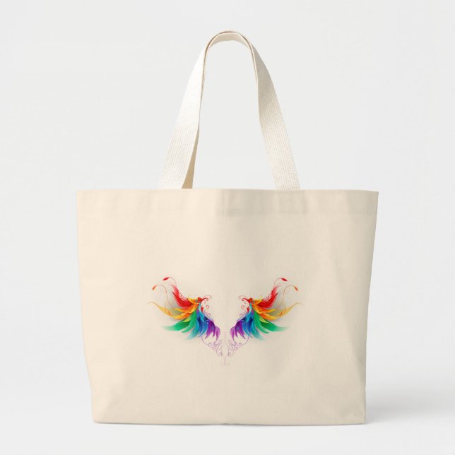 Grand Tote Bag Ailes fluffy arc-en-ciel (Devant)