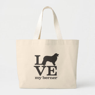 Grand Tote Bag Aimez mon chien de montagne de Bernese