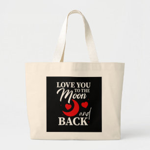 Grand Tote Bag Aimez-vous à la Lune et au dos - Couple romantique