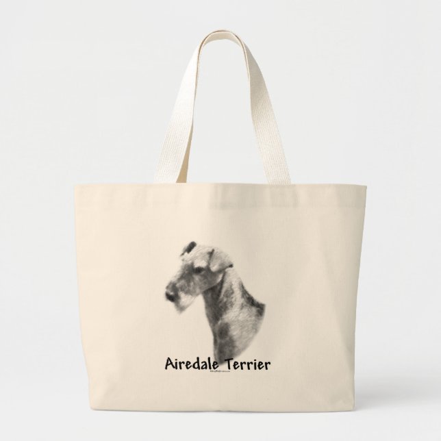 Grand Tote Bag Airedale Terrier Charbon (Devant)