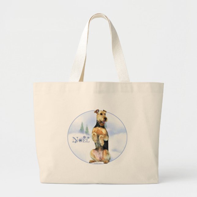 Grand Tote Bag Airedale Terrier Noel (Devant)