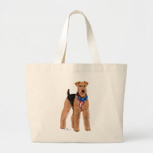 Grand Tote Bag Airedale Terrier Patriotique