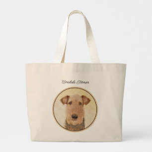 Grand Tote Bag Airedale Terrier Peinture mignonne Chien original