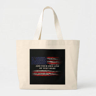 Grand Tote Bag Ajouter votre propre texte sur grunge American fla