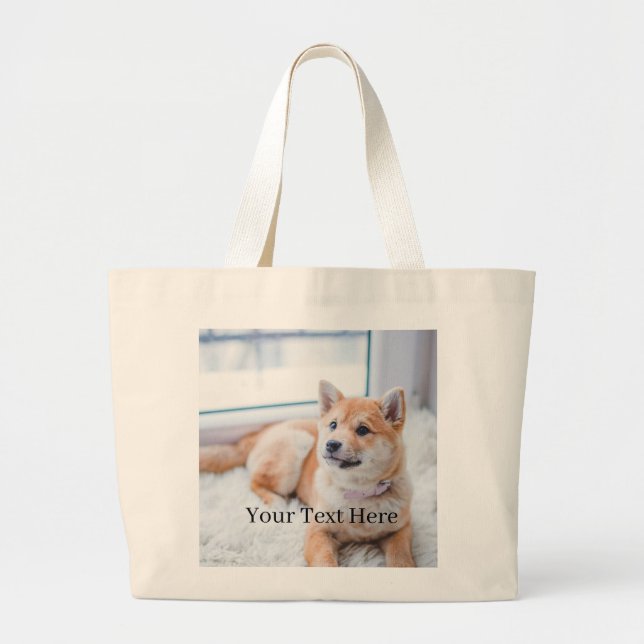 Grand Tote Bag Ajoutez Votre Photo et Texte 2 Faces Personnalisée (Devant)