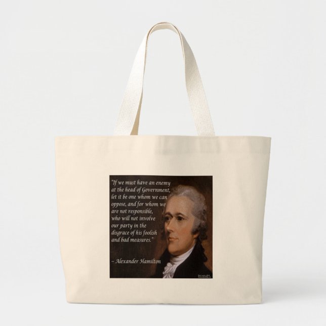 Grand Tote Bag Alexander Hamilton & Enemy Leading Nation Quote (Devant)
