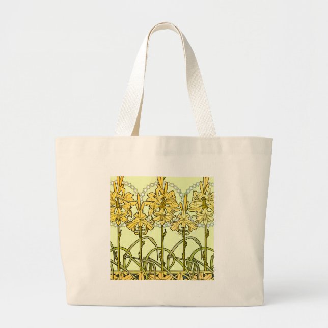 Grand Tote Bag Alfonse Mucha Art Nouveau Lily motif floral (Devant)