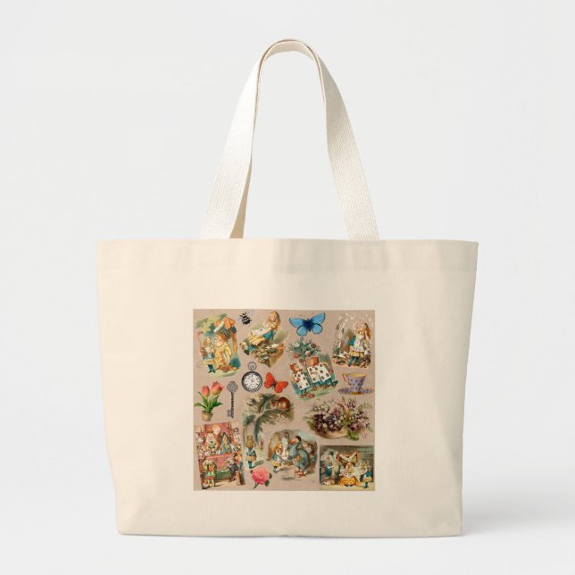 Grand Tote Bag Alice à Wonderland Cheshire Cat Characters (Devant)