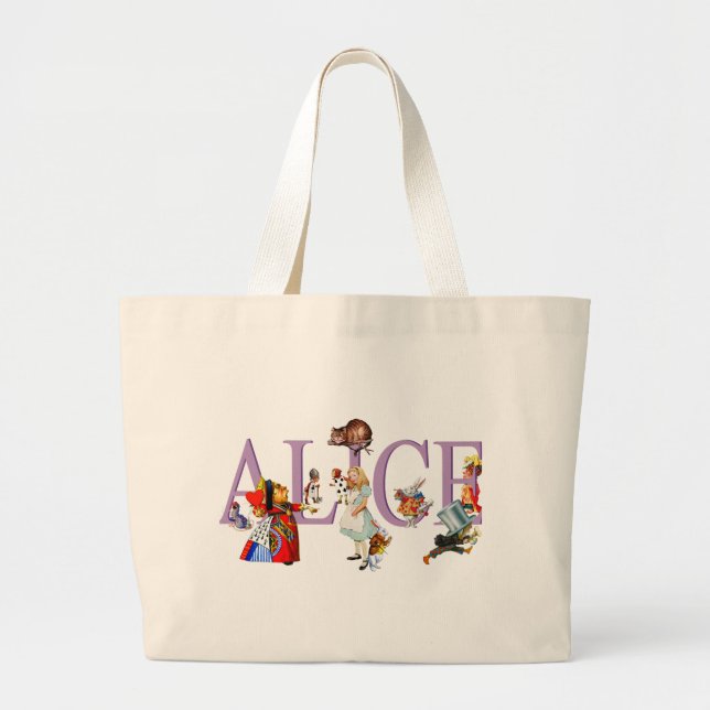 Grand Tote Bag Alice au pays des merveilles et amis (Devant)