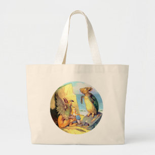 Grand Tote Bag Alice, le griffon et la Fausse tortue au pays des