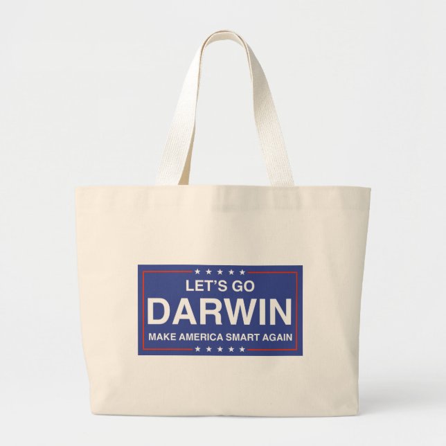 Grand Tote Bag Allons-y Darwin - Rendre l'Amérique intelligente (Devant)