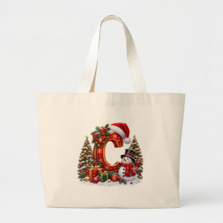 Grand Tote Bag Alphabet de merveilleux hiver Lettre C Vacances