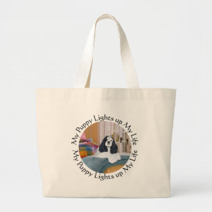 Grand Tote Bag Am Cocker Spaniel Lumière de ma Vie