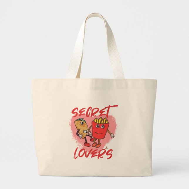 Grand Tote Bag Amants Secrets Taco et Frites Bande Dessinée Sloga (Devant)