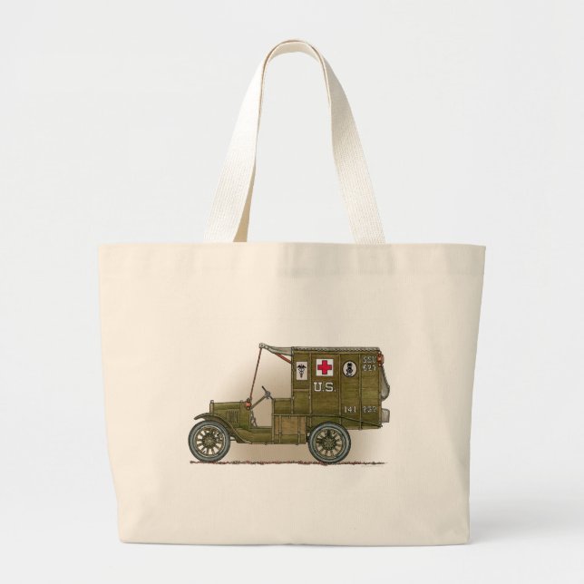 Grand Tote Bag Ambulance militaire vintage (Devant)