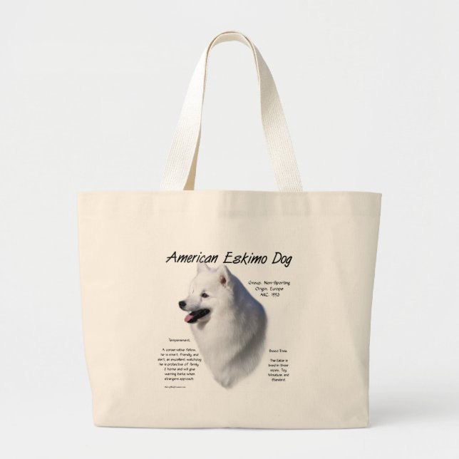 Grand Tote Bag American Eskimo Dog History; Tout sur Eskimo (Devant)