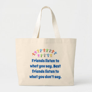 Grand Tote Bag Amis Écoutez Ce Que Vous Dites - Citation D'Amitié