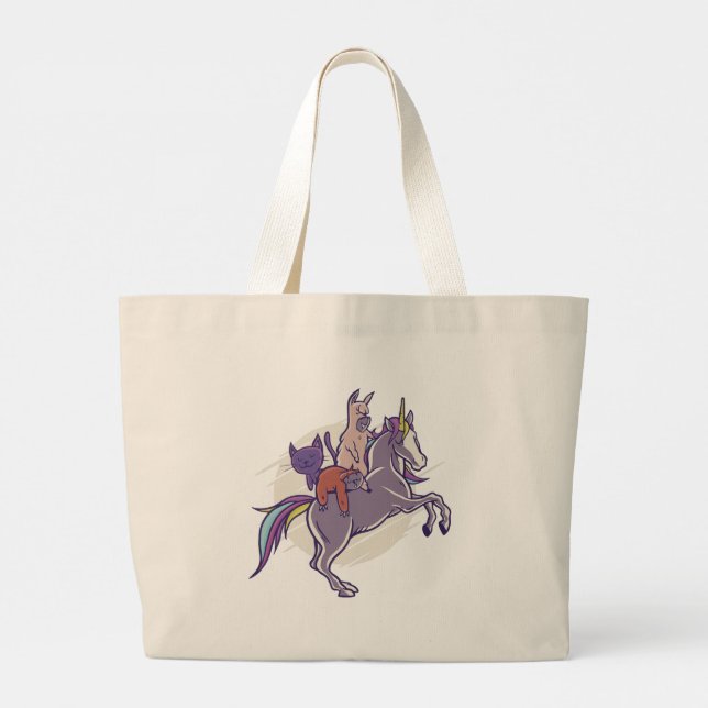 Grand Tote Bag Amis magiques |Unicorne, Alpaca, Kitten, Sloth (Dos)