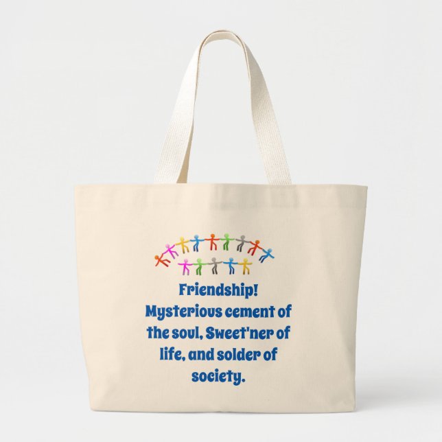 Grand Tote Bag Amitié ciment mystérieux - Citation d'amitié (Devant)