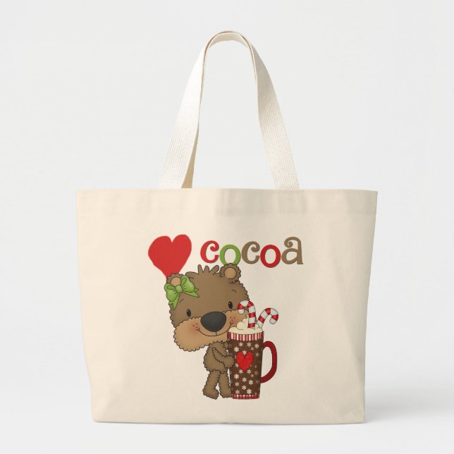 Grand Tote Bag Amour de cacao d'ours de fille (Devant)