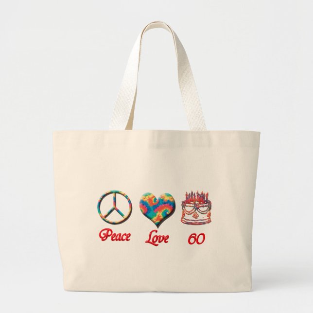 Grand Tote Bag Amour et 60 de paix (Devant)