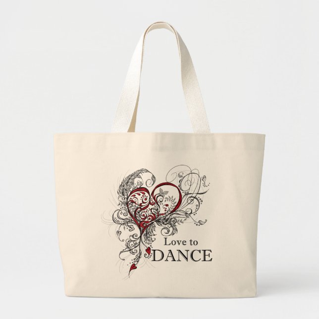 Grand Tote Bag Amour pour danser Fourre-tout (personnalisable) (Devant)