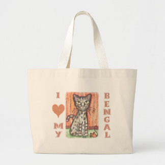 Grand Tote Bag Amoureux des chats du Bengale